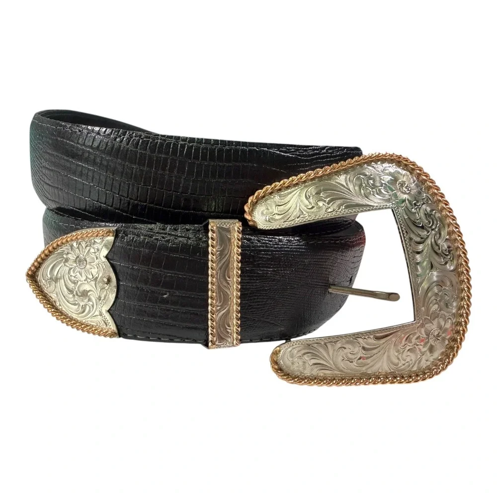 Sandy Duftler Designs 45 Black Belt Montana Silversmiths German Silver Western